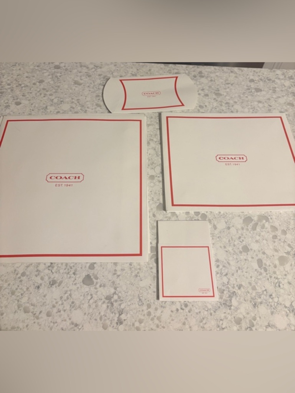 New Lot of 4 COACH gift boxes, various sizes, never used or assembled.